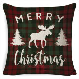 Home Decoration Green Red Plaid Merry Christmas Pillowcase Pillow Cover