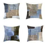 4PCS Home Cotton Decorative Multicolor Oil Painting Throw Pillow Case Cushion Covers For Sofa Couch Bed Chair