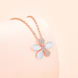 Zircon Cymophane Flowers Pendant Chain Jewelry Necklace