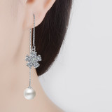 Flowers Zircon Diamond Peals Stud Earrings