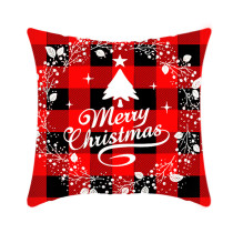 Home Decoration Christmas Tree Pillowcase Red Plaids Cotton Pillowcase