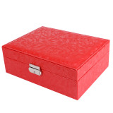Two Layer PU Leather Jewelry Box with Lock For Girls and Women