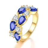 3PCS Drop Diamond Ring Earring Necklace Jewelry Set Crystal Gift For Women Girls