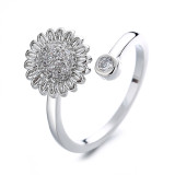 Jewelry Hexagram Daisy Spinner Rings for Anxiety Full Diamond Adjustable