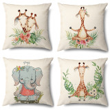 4PCS Home Cotton Decorative Cute Cartoon Animals Throw Pillow Case Cushion Covers For Sofa Couch Bed Chair