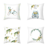 4PCS Home Cotton Decorative Lemon Throw Pillow Case Cushion Covers For Sofa Couch Bed Chair