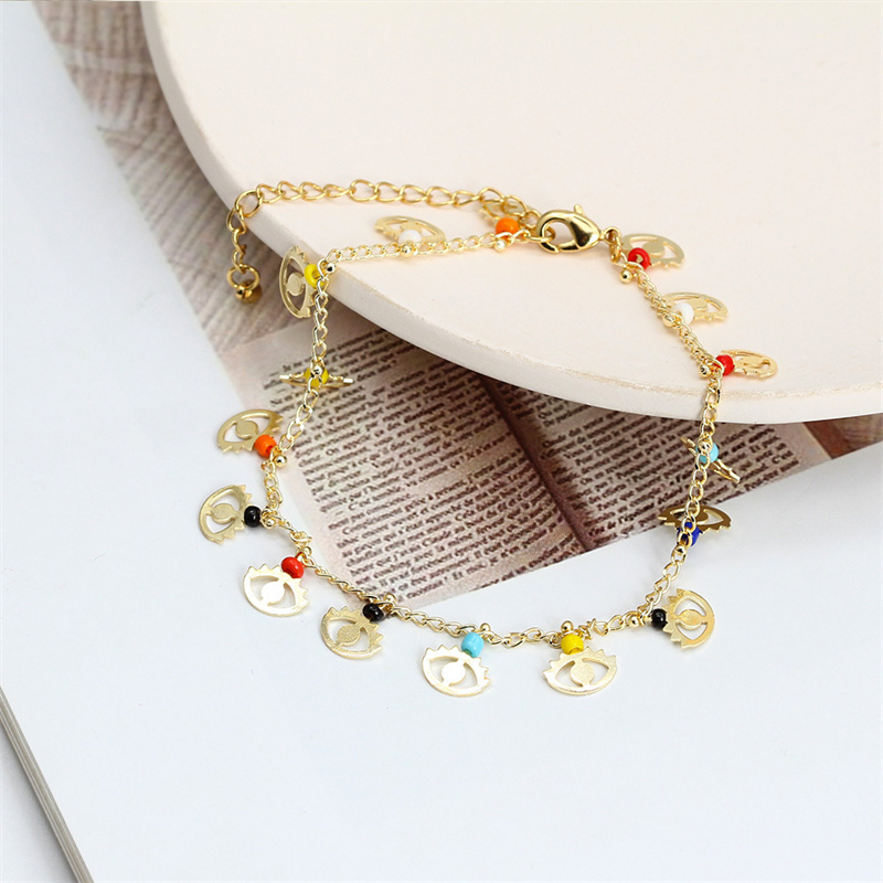 Color Eyes Colorful Beads Charms Chain Jewelry Bracelet