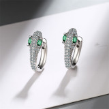 Zircon Diamond Snake Emerald Stud Earrings