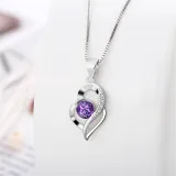 Sterling Silver Zircon White Diamond Love Clavicle Pendant Chain Jewelry Necklace