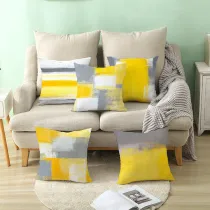 4PCS Home Cotton Decorative Multicolor Oil Painting Throw Pillow Case Cushion Covers For Sofa Couch Bed Chair