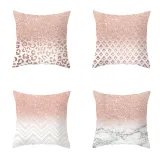 4PCS Home Cotton Decorative Pink Gold Blocking Throw Pillow Case Cushion Covers For Sofa Couch Bed Chair
