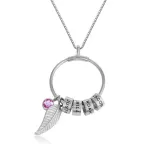 DIY Leaf Round Ring Necklace Bracelet Name Engraved Custom with Birth Stone