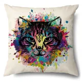 4PCS Home Cotton Decorative Cute Cartoon Cat Throw Pillow Case Cushion Covers For Sofa Couch Bed Chair