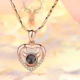 100 languages I love you Antlers Heart-shaped Clavicle Chain Necklace Jewelry