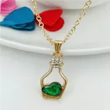 Heart Type Crystal Pendant Silver Golden Chain Jewelry Necklace