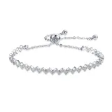 Fashion Jewelry Pure Silver Double Wave V-Shape Diamond Ring for Women With Gift Box