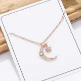 Full Drill Moon Diamond Pendant Chain Jewelry Necklace