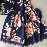 Women's Prints Flowers Sexy Rayon Silk Lace Shorts Loungewear Summer Sets
