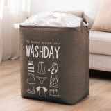 Flax Washday Slogan Folding Storage Box Dustproof Basket