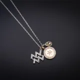 Sterling Silver Twelve Constellations Clavicle Zircon Diamonds Pendant Chain Jewelry Necklace