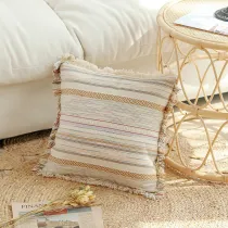 Bohemian Decorative Tassel Jacquard Cushion Cover Pillow Case For Sofa Couch Bed Chair