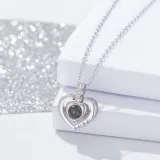 I Love You Necklace 100 Languages Heart Pendant Necklace With Red Rose Jewelry Storage Box for Valentine's Day
