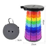 Portable Telescopic Folding Stools Rainbow Multicolor Collapsible Retractable Camping Fishing Hiking Stools