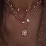 Zircon Stars Pearl Silver Plated Lovers Pendant Chain Jewelry Necklace