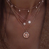 Zircon Stars Pearl Silver Plated Lovers Pendant Chain Jewelry Necklace