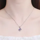 Sterling Silver Zircon White Diamond Clover Clavicle Pendant Chain Jewelry Necklace