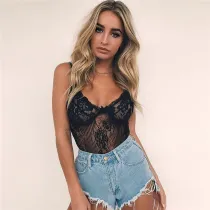 Women's Lace Hollow Skinny Sexy One Piece Sexy Lingerie Bodysuits