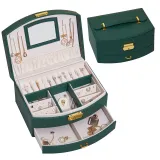 Two Layer Multi-function Drawer Jewelry Box with Mirror For Girls and Women