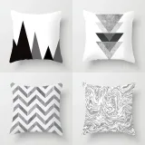 4PCS Home Cotton Decorative Black White Stripe Throw Pillow Case Cushion Covers For Sofa Couch Bed Chair