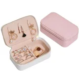 Rectangle Zipper Type PU Leather Jewelry Box For Girls and Women