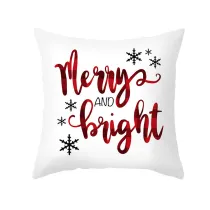 Home Decoration White Merry Christmas Bright Pillowcase Cotton Pillow Cover