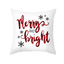 Home Decoration White Merry Christmas Bright Pillowcase Cotton Pillow Cover