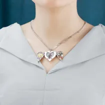 Opened Slogan Heart Angel Wings Necklace with Picture Color Printing Custom Gift