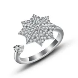 Zircon Diamonds Anxiety Stainless Steel Spinner Relieveing Ring Flower Butterfly Jewelry Rings