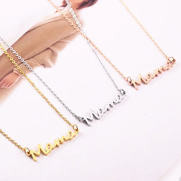 Mama Letter Necklace Ring Bracelet Dainty Jewelry Set Gift For Mom