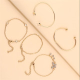 Butterfly Opening Five Piece Set Clavicle Pendant Chain Jewelry Gold Bracelet