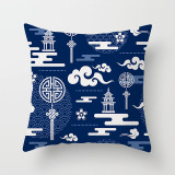 4PCS Blue Chinese Pattern Design Home Cotton Decorative Throw Pillow Case Cushion Covers