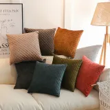 Soft Luxury Velvet Modern Quilted Cushion Covers for Sofa Couch Living Room Bedroom
