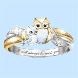 Owl Ring Necklace Earring Jewelry Set Mom Always With You Crystal Best Gifts With Box for Mom