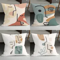 4PCS Home Cotton Decorative Pattern Printing Throw Pillow Case Cushion Covers For Sofa Couch Bed Chair