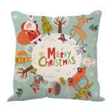 Green Linen Santa Claus Letter Pillow Sofa Pillow Case