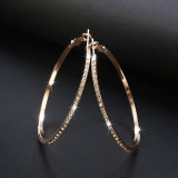 Zircon Diamond Circle Auger Alloy Stud Earrings