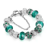 Women's 12 Constellations Crystal Beads Silver Bracelet Chain Charm Jewelry