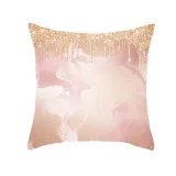 4PCS Home Cotton Decorative Pink Gold Blocking Throw Pillow Case Cushion Covers For Sofa Couch Bed Chair