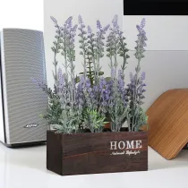Artificial Lavender Plant Combination Wooden Potted Landscape Decoration