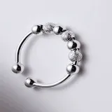 Silver Adjustable Anti Anxiety Beaded Spinner Rings Stacking Spinning Worry Ring